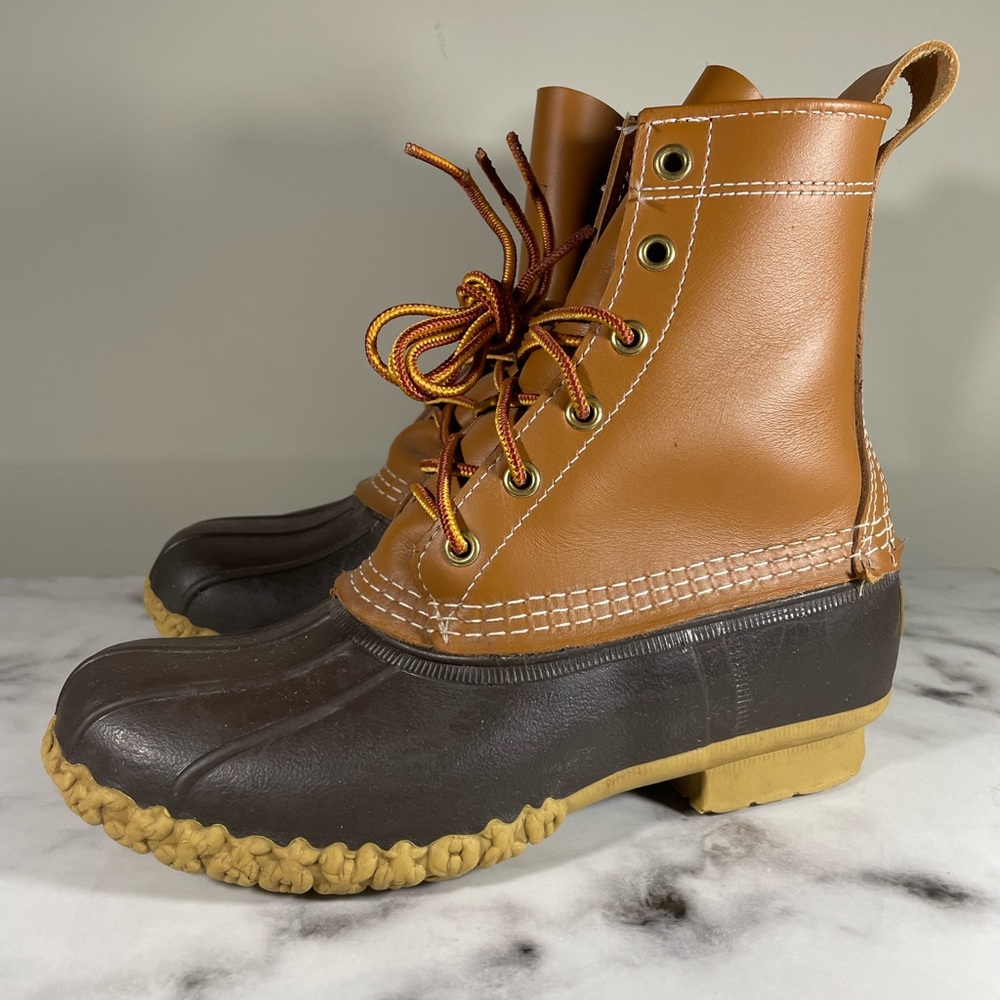LL Bean Women's Bean Boots, 8" duck tan brown waterproof Sz 7